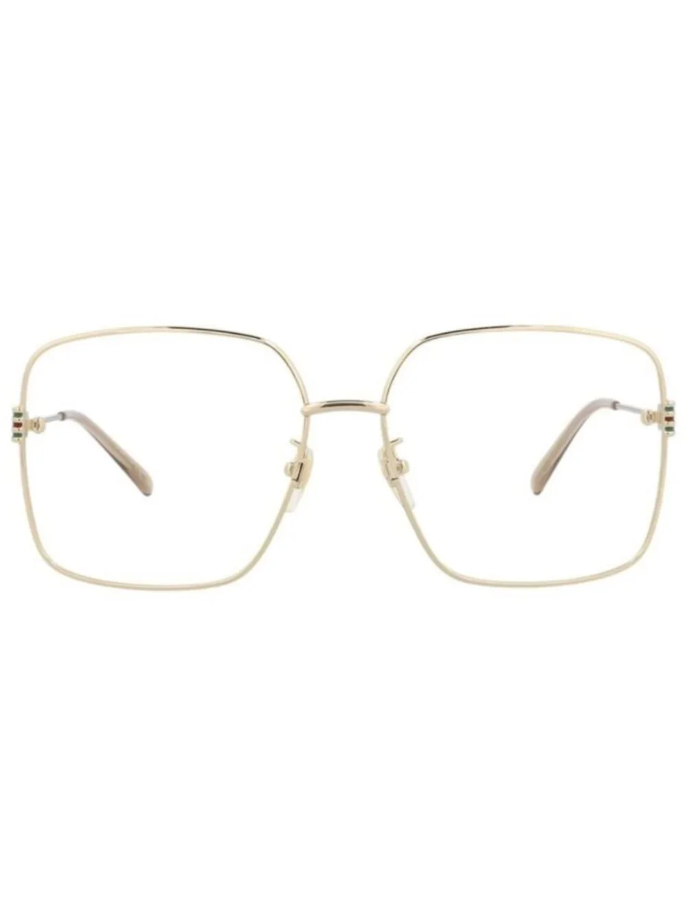 New Gucci Womens Square/Rectangle Gold Gold Transparent Fashion Designer Eyeglas